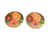 2 Breloques rondes pailletées 20mm imprimé fleur pivoine doré - vert - bordeaux