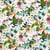 Tissu Toile de Polycoton  Champs Fleuris Printemps sur fond Blanc - Au mètre