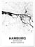 Affiche carte Hamburg - rectangle Noir et Blanc | A3 : 29,7x42cm