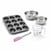 Set pâtisserie avec moule à 12 babas au rhum 38,5 x 26,5 cm en acier, 2 bols à mixer, verre mesureur et spatule Zenker