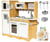 Mamabrum Cuisine Enfant En Bois Éclairage LED XXL 93 x 30 x 83 CM Ustensiles Tablier Frigo Micro-ondes Plaque Certifiée CE & EN _Blanc