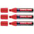 Lot de 3 marqueurs permanents - EDDING - Rouge - Pointe biseau large 4-12 mm