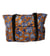 Sac pour pelote 40x28x17cm fleurs bleues fond orange