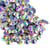 25 Perles Cabochon Strass thermocollants Hotfix verre transparent reflets multicolores Diamètre 6 mm