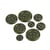Lot de 6 boutons ronds 4 trous vert sapin