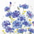 Lot de 4 serviettes en papier découpage collage 33 cm FLEUR BLEUE F 407