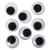 Yeux mobiles plastique autocoll., 20mm ø, 8 pces