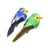 Oiseaux déco bleu et vert 8 x 2,7 x 3 cm 2 pièces