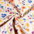 Tissu Toile de Coton aspect lin Fleuris sur fond Naturel