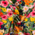 Tissu Viscose imprimé digital Arty Fleuris jaune, vert et rose sur fond Noir