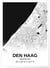 Affiche carte Den Haag - rectangle Noir et Blanc | A3 : 29,7x42cm
