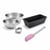 Set pâtisserie avec moule à cake 25 cm et emporte-pièce motif ourson, 2 bols à mixer et spatule Zenker