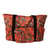 Sac pour pelote 40x28x17cm fleurs rouges fond corail