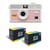 KODAK i60 - Appareil Photo Réutilisable 35mm, Style Rétro, Sans Mise au Point, Flash Intégré Pop-up - Blanc et Rose bébé + 2 Pellicules Couleur 24 Expositions