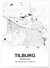 Affiche carte Tilburg - rectangle Noir et Blanc | A3 : 29,7x42cm