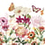 Lot de 4 serviettes en papier découpage collage 33 cm JARDIN DE FLEURS FL 1009