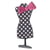Ecusson thermocollant mannequin gris à pois 2.5cmx5.4cm