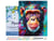 Peinture par Numéro Figured'Art avec Cadre - Chimpanzé Coloré Abstrait - Kit de Loisir Créatif DIY Numéro d'Art Complet - 40x50cm toile tendue sur châssis