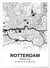 Affiche carte Rotterdam - rectangle Noir et Blanc | A3 : 29,7x42cm