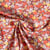Tissu Popeline de Coton légère imprimé Inès floral décoratif rétro sur fond Corail