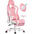 Chaise gaming ergonomique - GTPLAYER - Repose-pieds Bluetooth PU rose