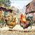 Lot de 4 serviettes en papier découpage collage 33 cm BASSE COURT COQ A 600