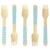 10 Fourchettes en Bois Rayures Bleues - Biodégradable