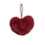 Pompon fourrure artificielle cœur 45x 65mm rouge bordeaux