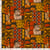 Tissu Sweat léger French Terry Solène floral rétro Rouge et Moutarde sur fond Brun