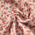 Tissu Double gaze de Coton Matelassé Fleuris réversible Seersucker rayé sur fond Rose pâle