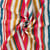 Tissu Viscose texturé Rayures Aquarelle Fuschia & Bleu Canard sur fond Ivoire