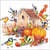 Lot de 4 serviettes en papier découpage collage 33 cm OISEAU NICHOIR CITROUILLE FLEUR O 408