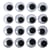 Yeux mobiles plastique autocoll., 15mm ø, 16 pces