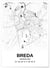 Affiche carte Breda - rectangle Noir et Blanc | A3 : 29,7x42cm