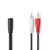 Nedis Câble adaptateur audio 2 RCA vers jack 3,5 mm femelle 20 cm Noir