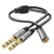 LinQ Adaptateur Audio Jack 3.5mm femelle vers 2x Jack 3.5mm mâle Gris
