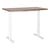 Bureau Électrique Réglable Plateau Bois Foncé et Structure Acier Blanc 120 x 72 cm Hauteur Ajustable Assis-Debout Pieds Ronds Design Moderne