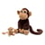 Peluche singe Zazou maman et son bébé marron chocolat