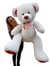 Nounours en peluche énorme Teddy Bear 75+85 blanc - rouge - b - Velinda