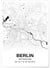 Affiche carte Berlin - rectangle Noir et Blanc | A3 : 29,7x42cm
