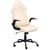 Chaise de Bureau Blanc Cassé en Cuir PU Pivotante et Réglable avec Accoudoirs Style Traditionnel Moderne