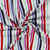 Tissu Crêpe de Viscose Lucien rayures Noir, Bleu et Rouge sur fond Blanc