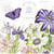 Lot de 4 serviettes en papier découpage collage 33 cm FLEUR PAPILLON FA 807