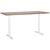 Bureau Électrique Réglable Plateau Bois Foncé et Structure Acier Blanc 180 x 80 cm Hauteur Ajustable Assis-Debout Pieds Ronds Design Moderne