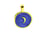 2 Pendentifs breloques rond 25*18mm - lune - doré et émail bleu nacré
