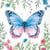 4 serviettes en papier découpage collage 33 cm PAPILLON BLEU FLEUR PSS 105