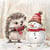 4 serviettes en papier découpage collage 33 cm HERISSON BOHONMME DE NEIGE NOEL N 509