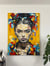 Peinture acrylique originale sur toile — Frida — portrait de célébrité — Tableau mural Calbarracin — 100 x 130 cm