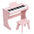 Piano Numérique Enfant 37 Touches Ensemble Complet en Bois avec Tabouret，Piano Numérique d'Éveil Musical pour 3 Ans+，rose