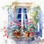 Lot de 4 serviettes en papier découpage collage 33 cm FENETRE FLEURIE D 205